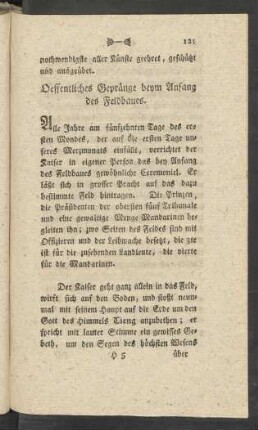 Oeffentliches Gepränge beym Anfang des Feldbaues