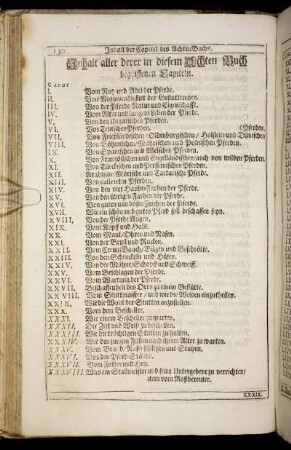 Inhalt aller derer in diesem Achten Buch begriffenen Capiteln.