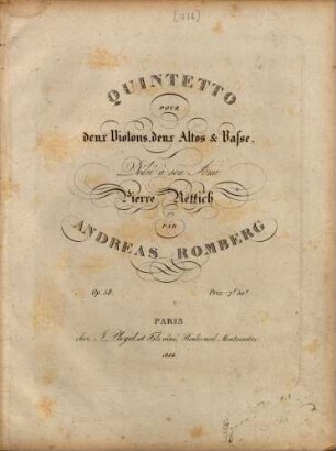 Quintetto pour deux violons, deux altos & basse : op. 58