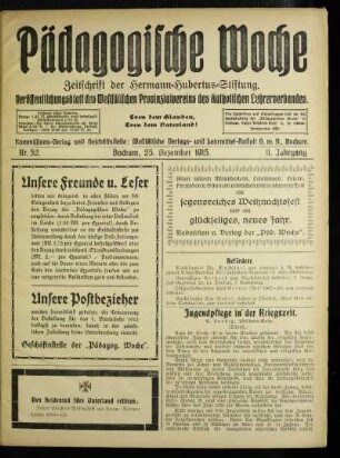 Jugendpflege in der Kriegszeit : (Schluß)
