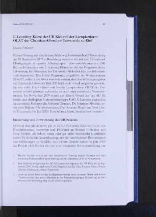 E-Learning-Kurse der UB Kiel auf der Lernplattform OLAT der Christian-Albrechts-Universität zu Kiel.