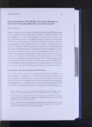 E-Learning-Kurse der UB Kiel auf der Lernplattform OLAT der Christian-Albrechts-Universität zu Kiel.