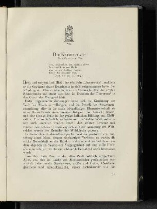 VIII. Die Kaiserstadt