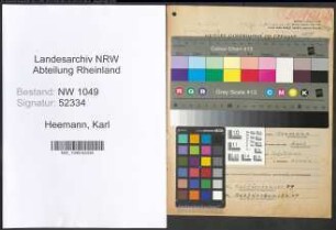 Entnazifizierung Karl Heemann , geb. 30.06.1898 (Stadtsekretaer)