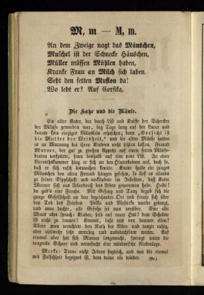 M, m [Sprüche und Kurzgeschichte zum Buchstaben M]