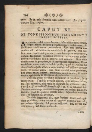 Caput XI. De Conditionibus Testamento Inseri Solitis.