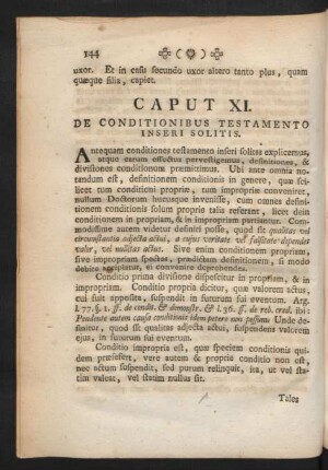 Caput XI. De Conditionibus Testamento Inseri Solitis.