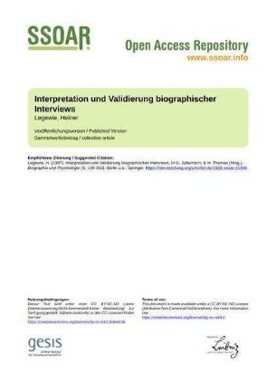 Interpretation und Validierung biographischer Interviews