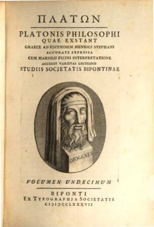 Platōn : Graece Ad Editionem Henrici Stephani Accurate Expressa, Volumen Undecimum