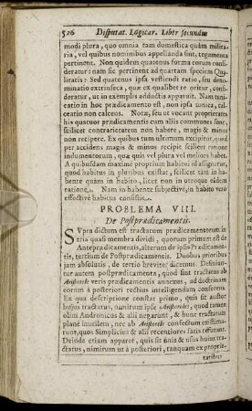 Problema VIII. De Postprædicamentis.