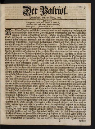 No. 9. Donnerstags, den 2ten Mertz, 1724