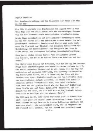 Zur Auseinandersetzung mit den Klischees zur Rolle der Frau in der BRD