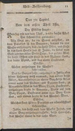 Das 7te Capitel. Von dem ersten Theil Asia