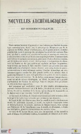 Nouvelles archéologiques et correspondance