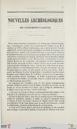 Nouvelles archéologiques et correspondance