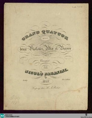 Grand quatuor pour deux violons, alto et basse