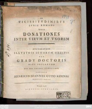 De Vicissitvdinibvs Ivris Romani Circa Donationes Inter Virvm Et Vxorem