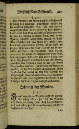 Schmertz bey Wunden.