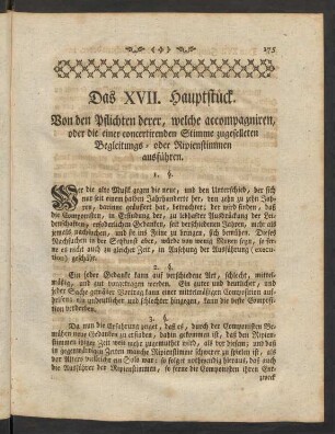Das XVII. Hauptstück