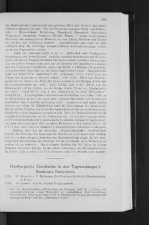 Hamburgische Geschichte in den Tageszeitungen.