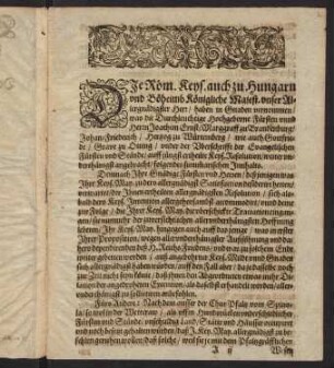 2r-4r, Der Röm. Kayserl. auch zu Hungarn unnd Böheimb Königlichen Majestat Resolution