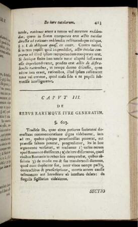Caput III. De rebus earumque iure generatim.