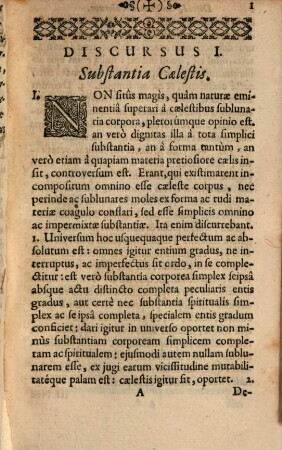 Discursuum Physiologicorum Pars ..., 1. De Mundo Caelesti, Igne, & Aere