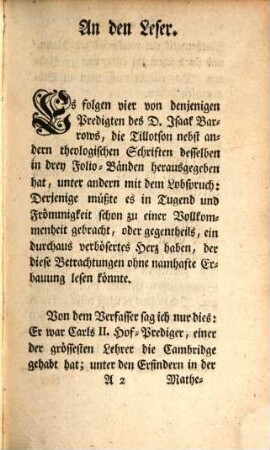 Vier Predigten über die Sterblichkeit und wider den Aufschub der Bekehrung
