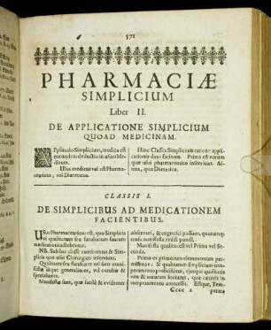 Classis I. De Simplicibus Ad Medicationem Facientibus.