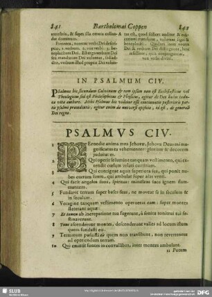 In Psalmum CIV.[i.e. CIII.] Psalmus CIV.[i.e. CIII.]