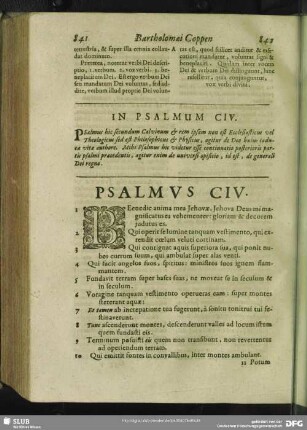 In Psalmum CIV.[i.e. CIII.] Psalmus CIV.[i.e. CIII.]