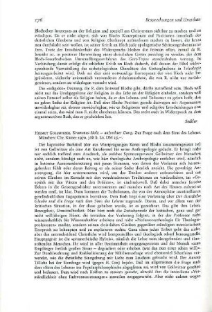 176-177 [Rezension] Gollwitzer, Helmut, Krummes Holz, aufrechter Gang