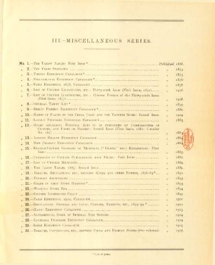 III. - Miscellaneous series