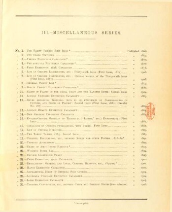 III. - Miscellaneous series