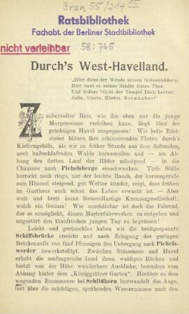 Durch's West-Havelland