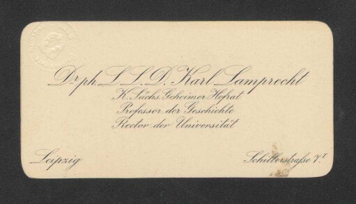 [Visitenkarte Karl Lamprechts]