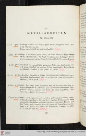 IX. Metallarbeiten (Nr. 469-494)