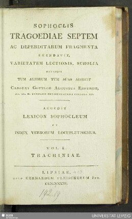 1: Sophoclis Trachiniae