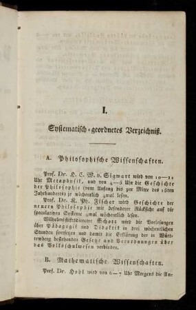 3-15, I. Systematisch-geordnetes Verzeichniß