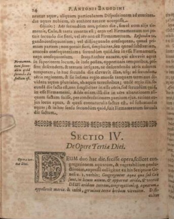 Sectiio IV. De Opere Tertiae Diei.