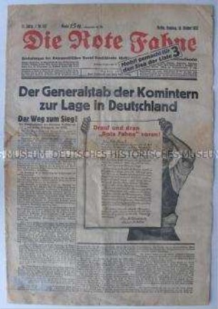 Kommunistische Tageszeitung "Die Rote Fahne" u.a. zur Plenartagung der Komintern