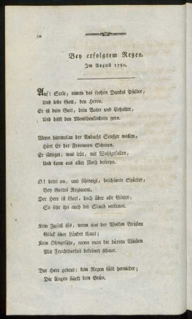 Bey erfolgtem Regen. Im August 1780.