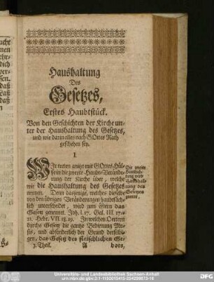 Haushaltung Des Gesetzes,