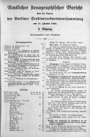 Sitzung 2, 14. Januar 1926