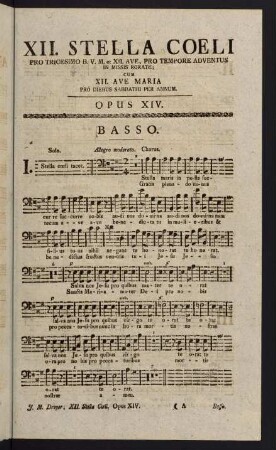 1-12, XII. Stella Coeli. Opus XIV. Basso.