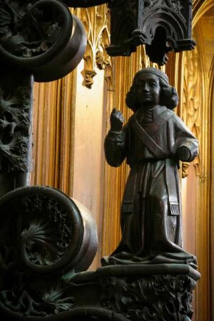 Frankreich. Midi Pyrenees. Aveyron. Rodez. Kathedrale Notre Dame. Chorgestühl von Andre Sulpice 15 Jahrhundert. Detail