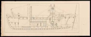 Dampfmaschinen-Bagger für die Vertiefung des Fahrwassers bei Stralsund: Bl. 65: Längsschnitt durch den Baggerkahn (aus: Bauausführungen des preußischen Staats, Bd. 1)