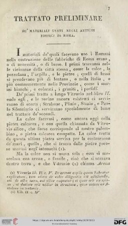Trattato preliminare de' materiali usati negli antichi edificj di Roma