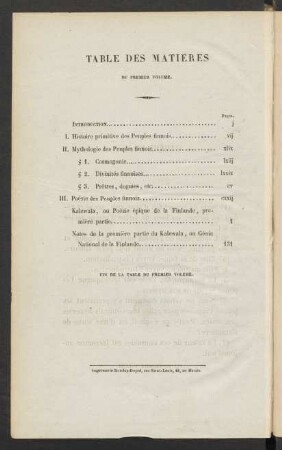 Table Des Matieres Du Premier Volume.