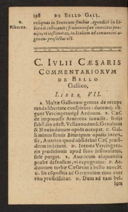 C. Iulii Caesaris Commentariorum De Bello Gallico, Liber VII.
